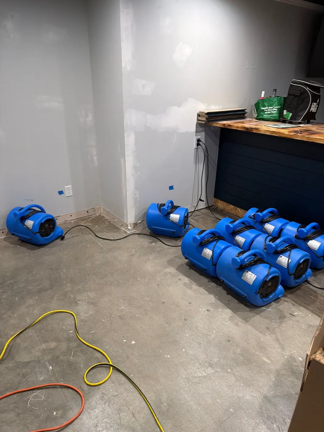 Air movers and dehumidifiers running in Cicero Indiana home dry-out